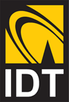 Logotipo oficial de IDT, un proveedor de servicios de tarjetas telefónicas 